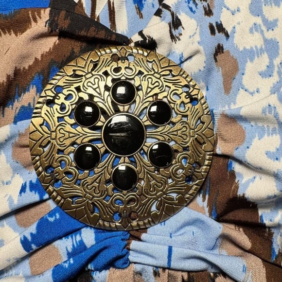 Style & Co Kilim Print Blue & Brown Dress, Size 1X - Picture 3 of 5